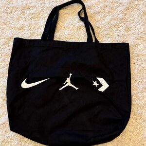 Black Tote Bag with Iconic Logos